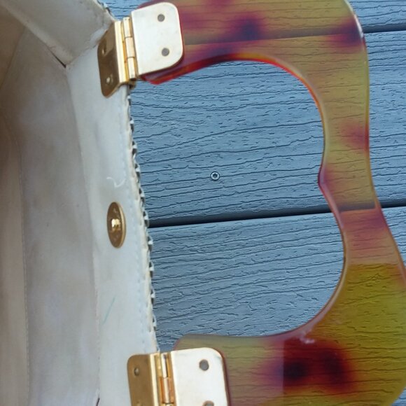 Vintage shimmer chainmail clutch with acrylic handles - Picture 4 of 4